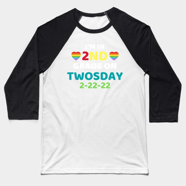 Funny It's My 2nd Grade On Twosday, Cute 2nd Twosday Grade, Numerology 2nd Grade Pop Design Gift Baseball T-Shirt by WassilArt